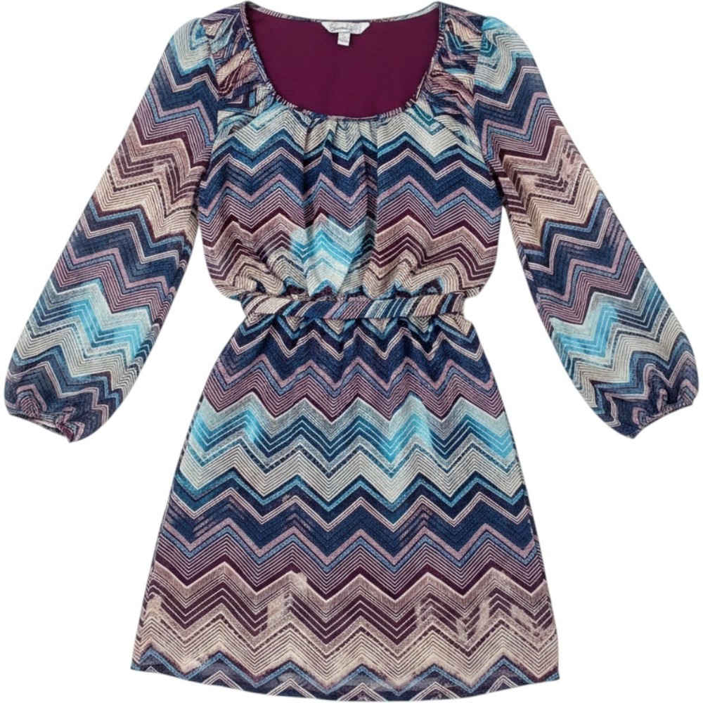 Speckless Geometric Chevron Mini Dress Womens S Multicolor Tribal Boho Festival